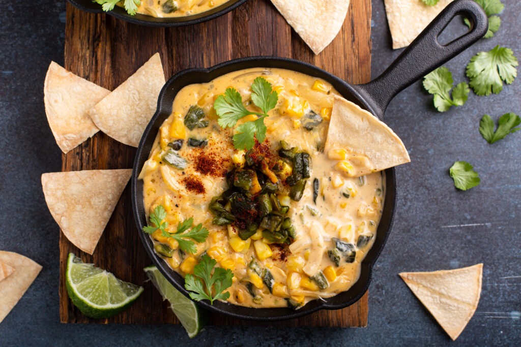 Grilled dip with tortilla chips