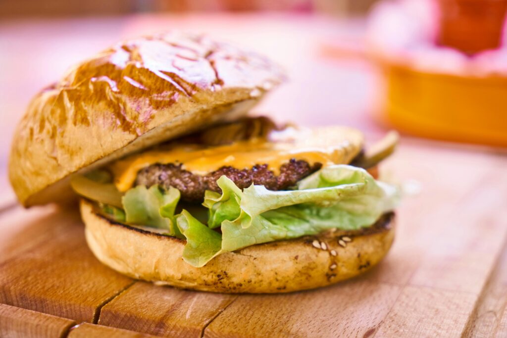 Classic hamburger with cheese for summer bbq