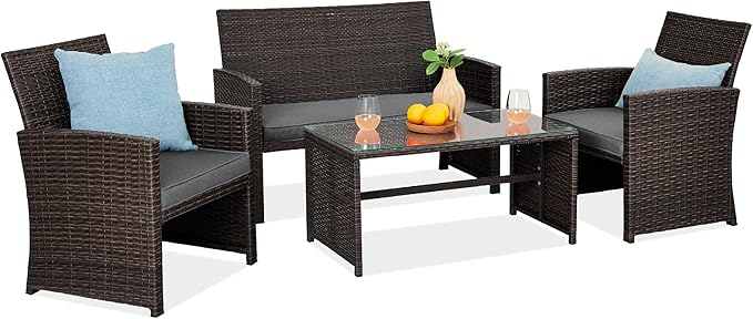 Best Choice Products 4 Piece Outdoor Wicker Conversation Set