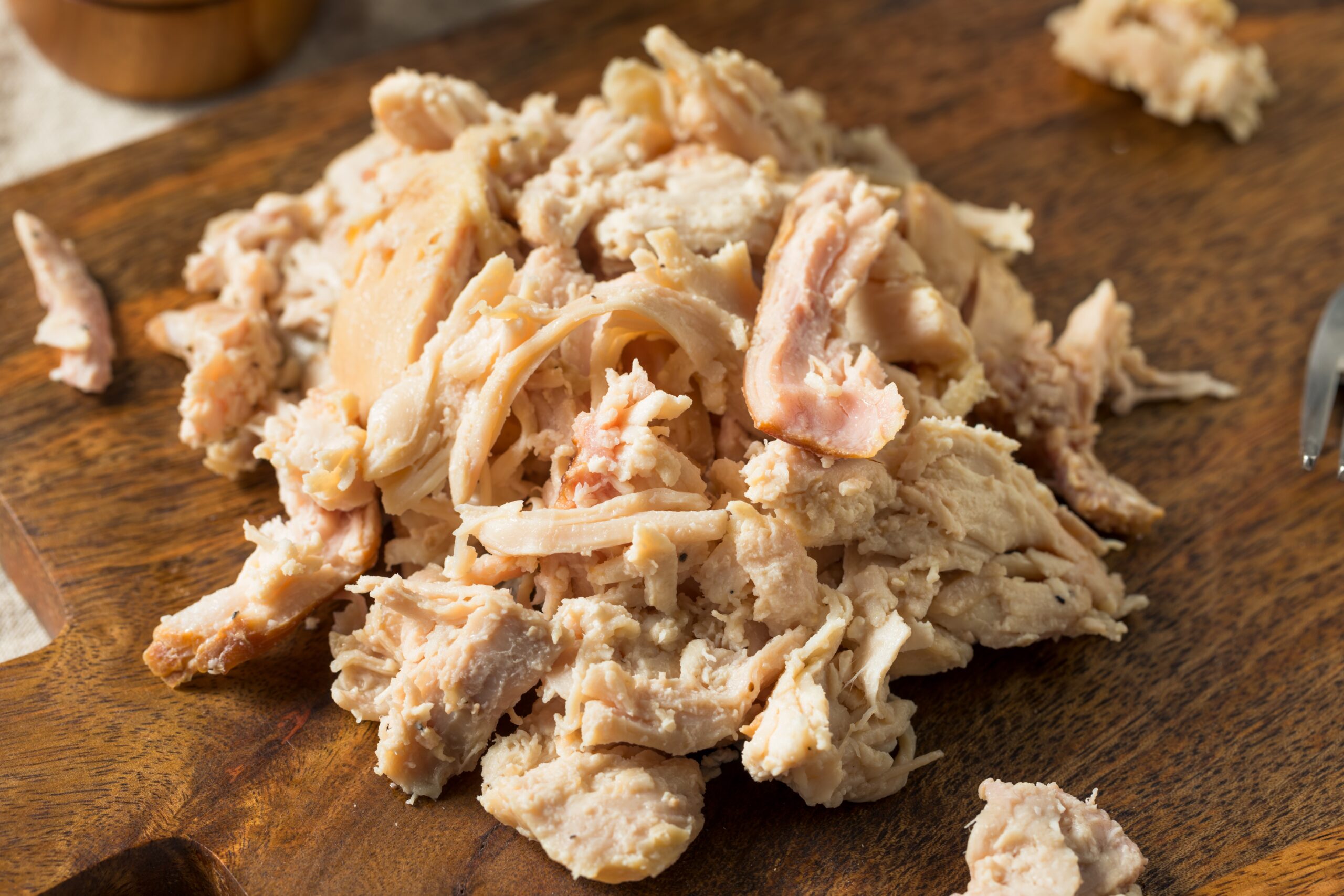 close up shredded chicken Shredded chicken